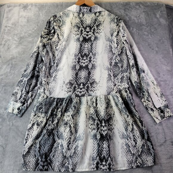 Boohoo Womens‎ US 6 Snake Print Smock Dress Oversized Long Sleeve Grunge Vibes - Picture 9 of 11